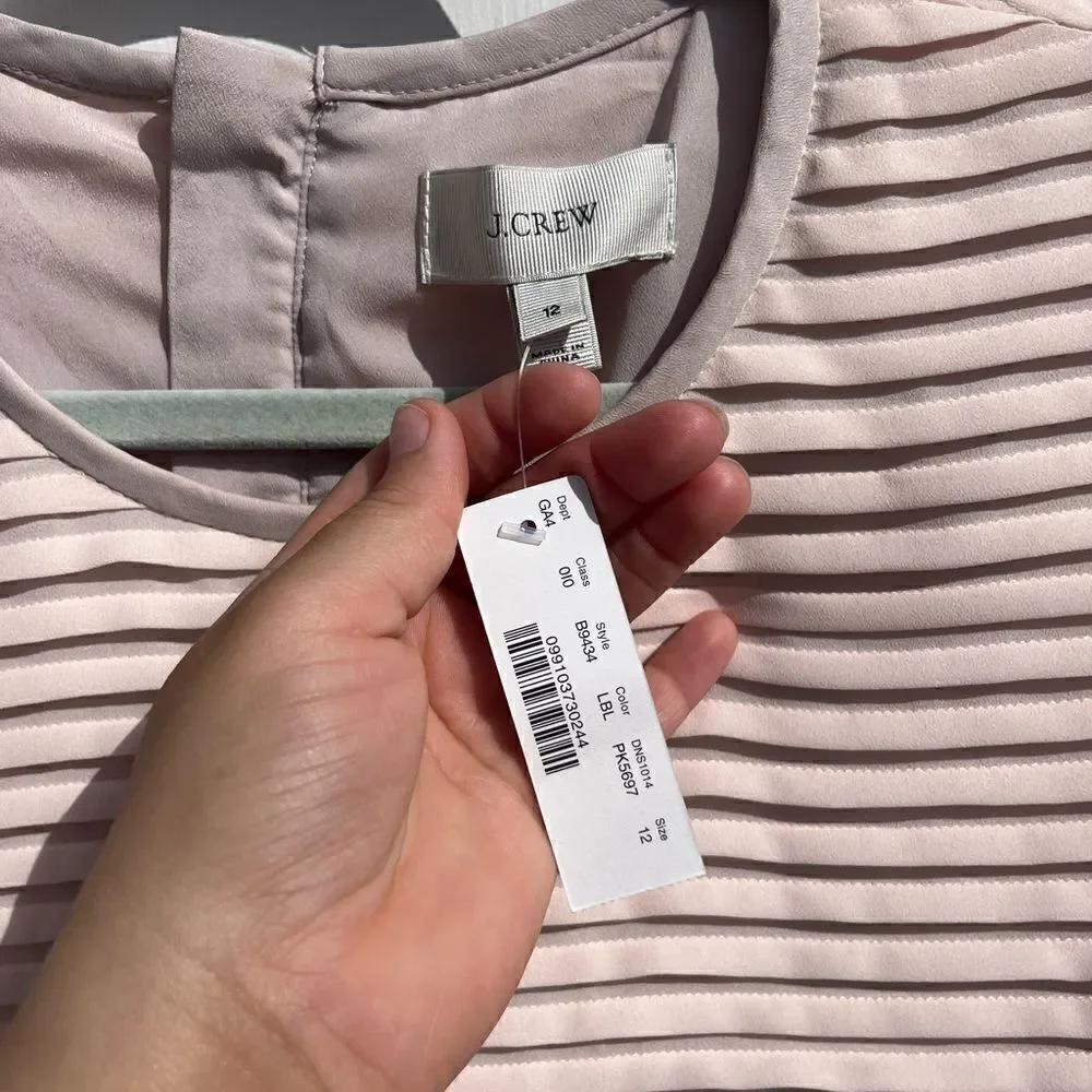 J Crew Pleated Chiffon Shift Dress NWT